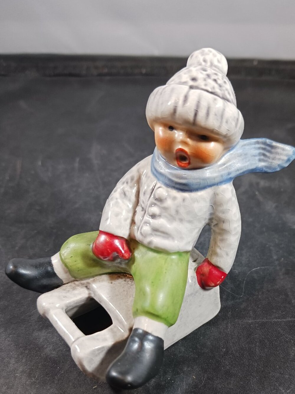 Vintage Goebel Porcelain Boy with Sled Figurine